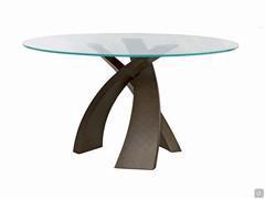 Eliseo Table avec plateau en verre et base en métal brossé